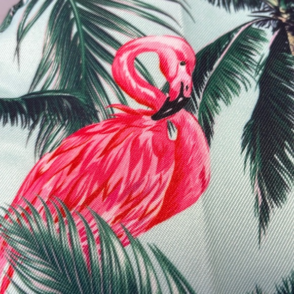 Pink Flamingos 🦩 & Palm Trees Multicolored Reversible Cotton Bucket Hat - Picture 3 of 12